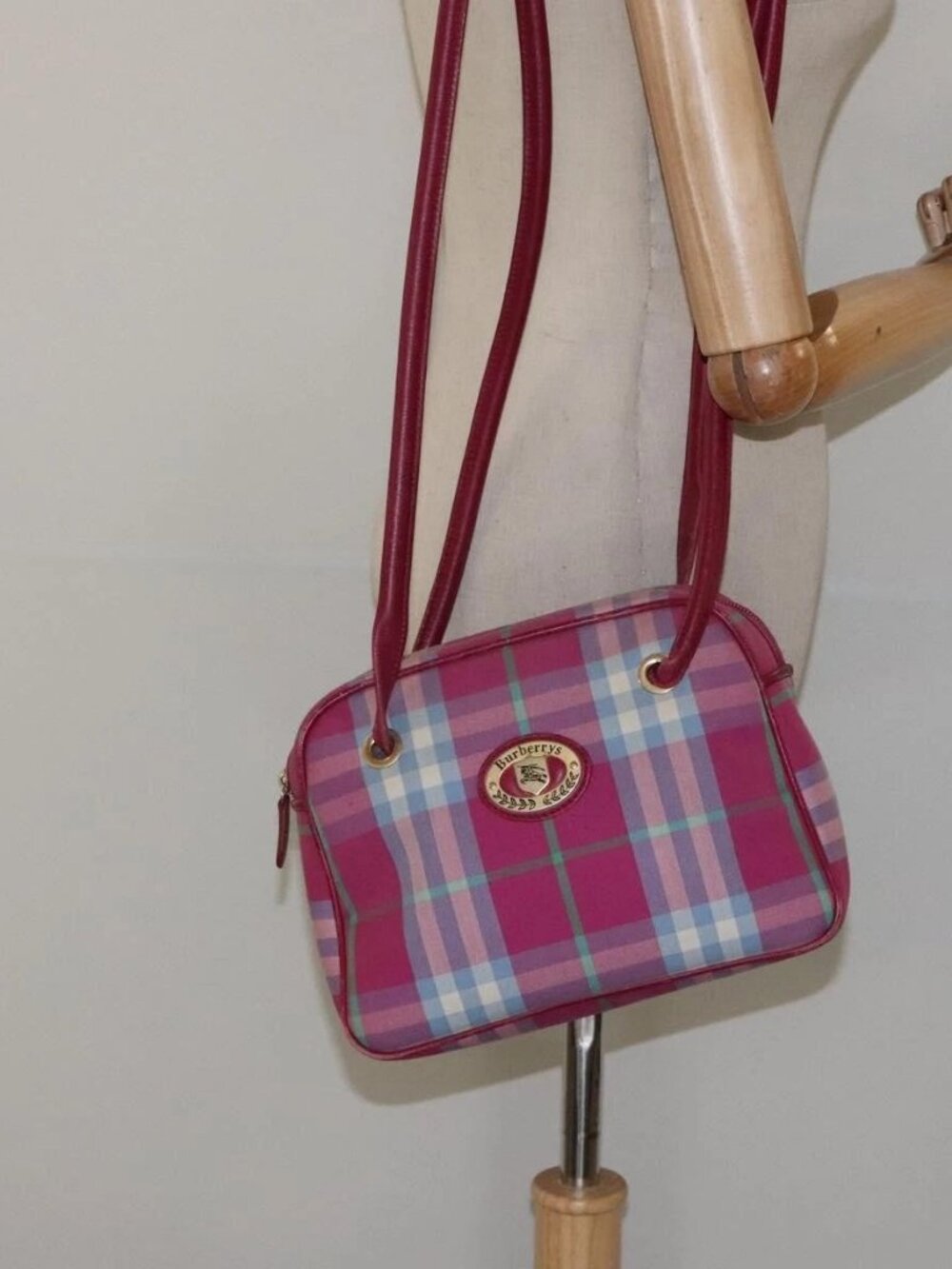 Burberrys Nova Check Shoulder Bag Canvas Pink Gold Auth 122611 - Picture 15 of 16